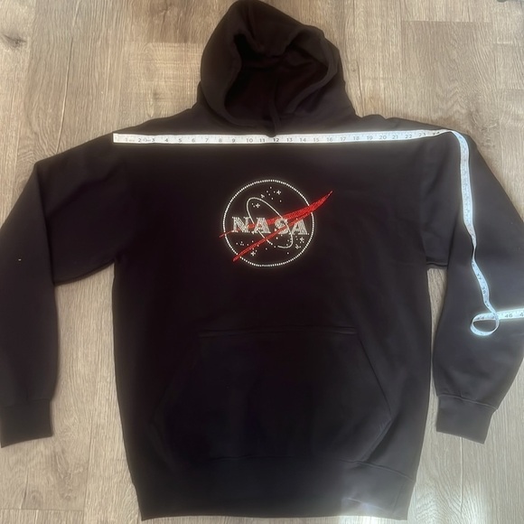 NWT NASA Rhinestone Hoodie Black Hoodie Size: L oversized - Picture 13 of 15